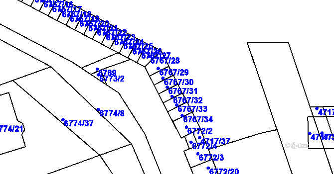 Parcela st. 6767/31 v KÚ Přerov, Katastrální mapa