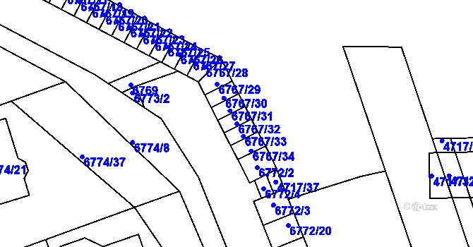 Parcela st. 6767/32 v KÚ Přerov, Katastrální mapa