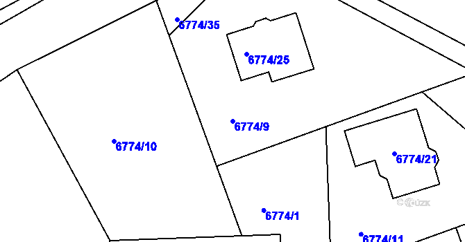 Parcela st. 6774/9 v KÚ Přerov, Katastrální mapa