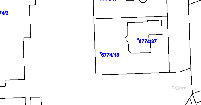 Parcela st. 6774/18 v KÚ Přerov, Katastrální mapa