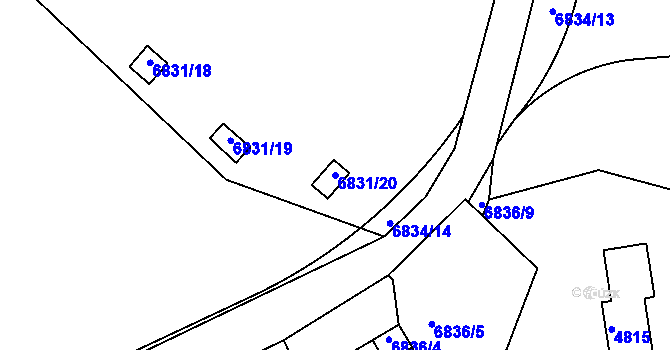 Parcela st. 6831/20 v KÚ Přerov, Katastrální mapa