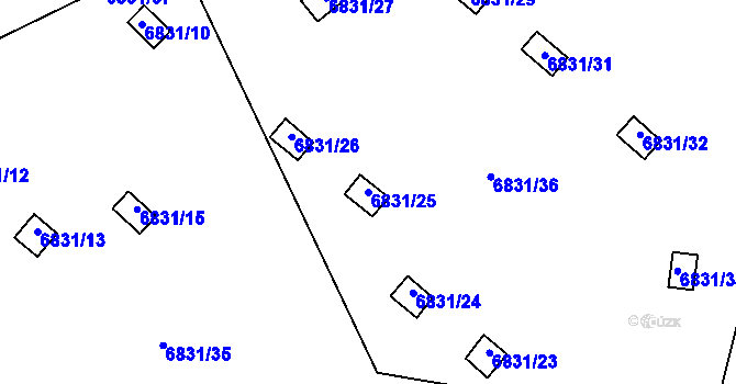 Parcela st. 6831/25 v KÚ Přerov, Katastrální mapa