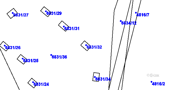 Parcela st. 6831/32 v KÚ Přerov, Katastrální mapa