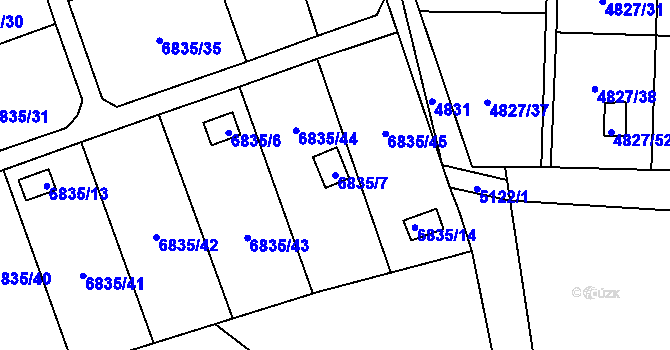 Parcela st. 6835/7 v KÚ Přerov, Katastrální mapa