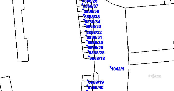Parcela st. 6868/29 v KÚ Přerov, Katastrální mapa