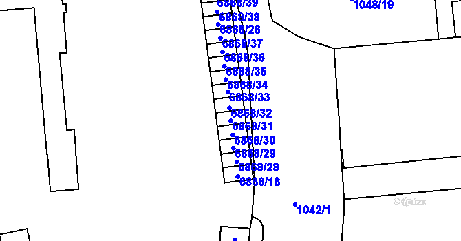 Parcela st. 6868/31 v KÚ Přerov, Katastrální mapa