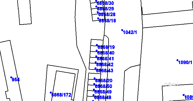 Parcela st. 6868/40 v KÚ Přerov, Katastrální mapa