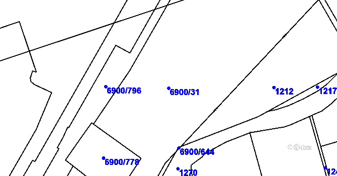 Parcela st. 6900/31 v KÚ Přerov, Katastrální mapa