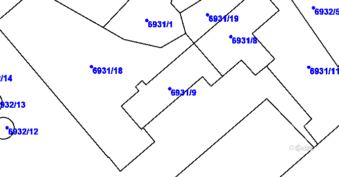 Parcela st. 6931/9 v KÚ Přerov, Katastrální mapa