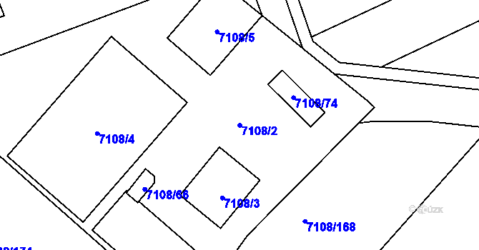 Parcela st. 7108/2 v KÚ Přerov, Katastrální mapa
