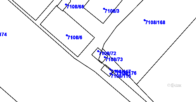 Parcela st. 7108/72 v KÚ Přerov, Katastrální mapa