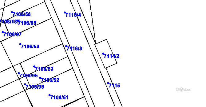 Parcela st. 7114/2 v KÚ Přerov, Katastrální mapa