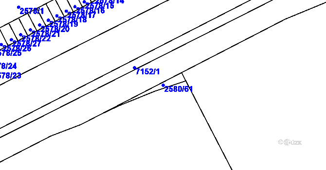 Parcela st. 2580/61 v KÚ Přerov, Katastrální mapa