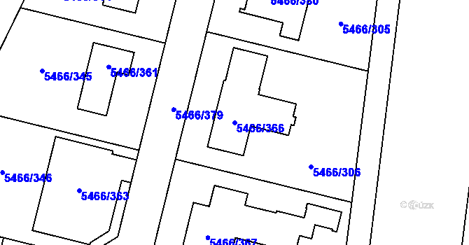 Parcela st. 5466/366 v KÚ Přerov, Katastrální mapa