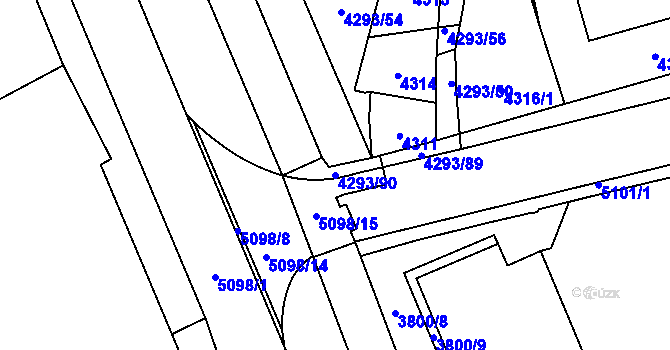 Parcela st. 4293/90 v KÚ Přerov, Katastrální mapa