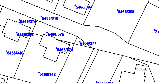 Parcela st. 5466/377 v KÚ Přerov, Katastrální mapa