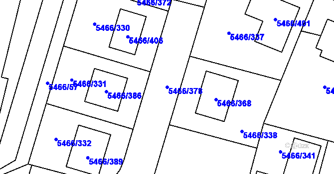 Parcela st. 5466/378 v KÚ Přerov, Katastrální mapa