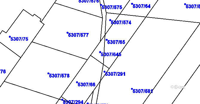 Parcela st. 5307/645 v KÚ Přerov, Katastrální mapa
