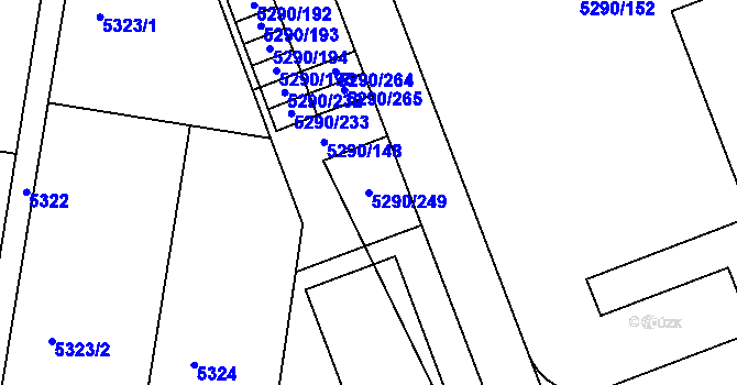 Parcela st. 5290/249 v KÚ Přerov, Katastrální mapa