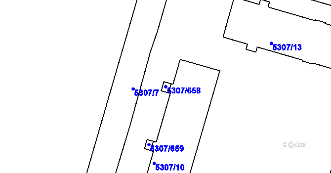 Parcela st. 5307/658 v KÚ Přerov, Katastrální mapa
