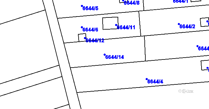 Parcela st. 6644/14 v KÚ Přerov, Katastrální mapa