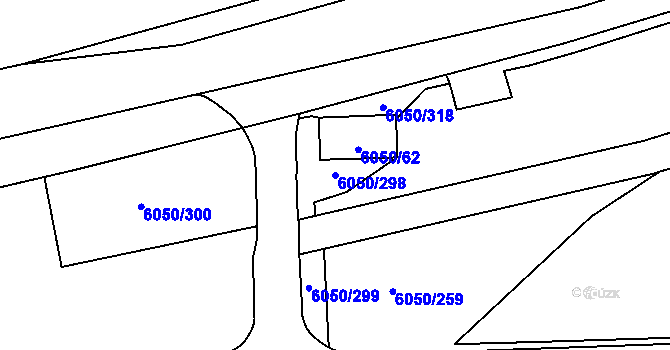Parcela st. 6050/298 v KÚ Přerov, Katastrální mapa