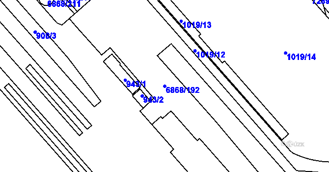 Parcela st. 6868/192 v KÚ Přerov, Katastrální mapa