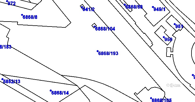 Parcela st. 6868/193 v KÚ Přerov, Katastrální mapa