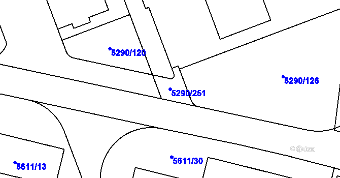 Parcela st. 5290/251 v KÚ Přerov, Katastrální mapa
