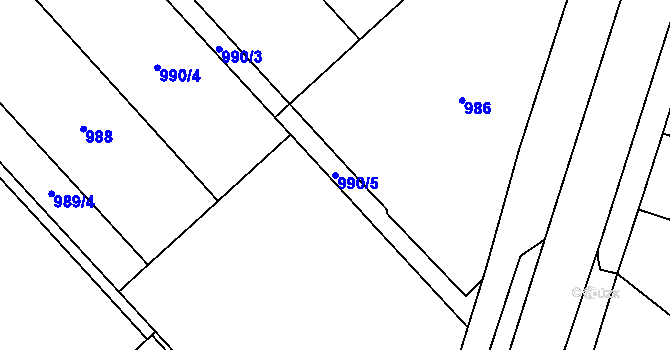 Parcela st. 990/5 v KÚ Přerov, Katastrální mapa