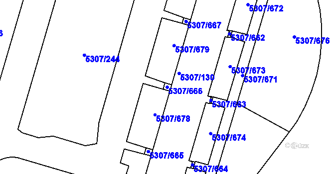 Parcela st. 5307/666 v KÚ Přerov, Katastrální mapa