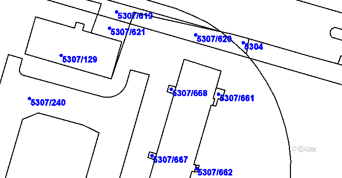 Parcela st. 5307/668 v KÚ Přerov, Katastrální mapa