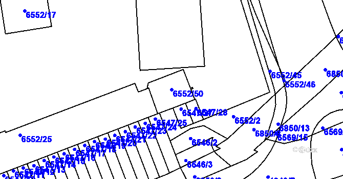 Parcela st. 6552/50 v KÚ Přerov, Katastrální mapa