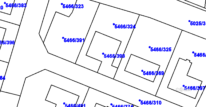 Parcela st. 5466/398 v KÚ Přerov, Katastrální mapa