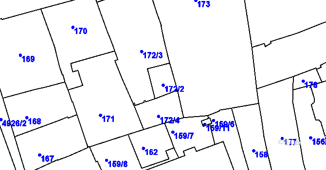 Parcela st. 172/2 v KÚ Přerov, Katastrální mapa