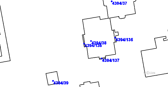 Parcela st. 4394/136 v KÚ Přerov, Katastrální mapa