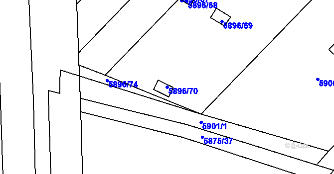 Parcela st. 5896/70 v KÚ Přerov, Katastrální mapa