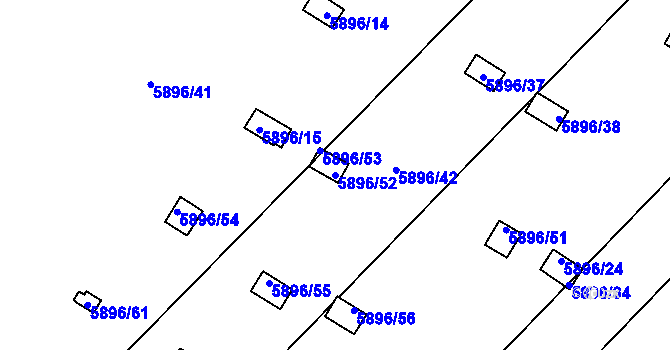 Parcela st. 5896/52 v KÚ Přerov, Katastrální mapa