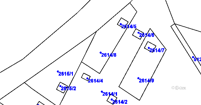 Parcela st. 2614/8 v KÚ Přerov, Katastrální mapa