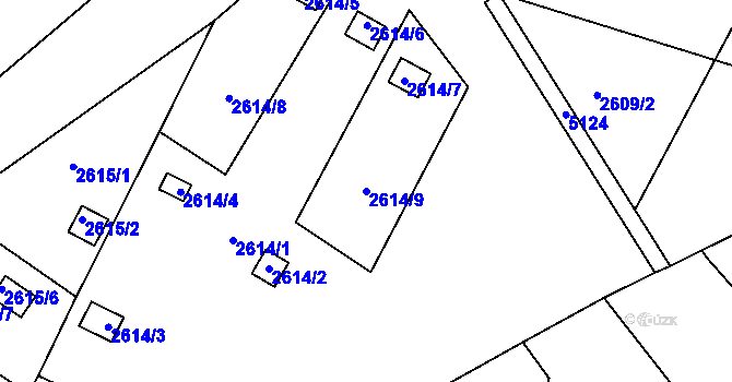 Parcela st. 2614/9 v KÚ Přerov, Katastrální mapa