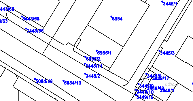 Parcela st. 6965/1 v KÚ Přerov, Katastrální mapa