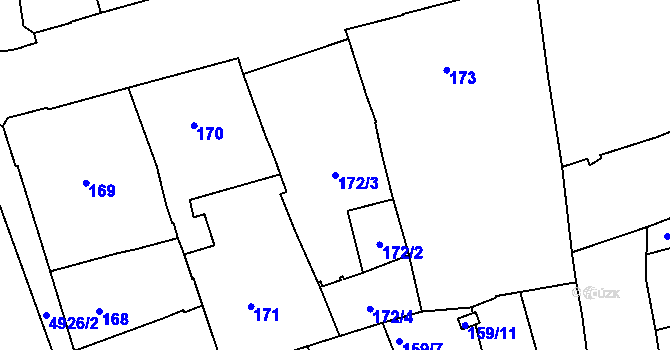 Parcela st. 172/3 v KÚ Přerov, Katastrální mapa