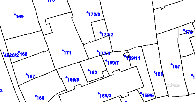 Parcela st. 172/4 v KÚ Přerov, Katastrální mapa