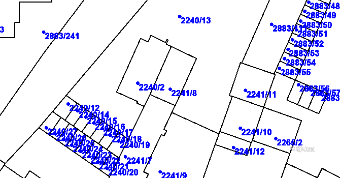 Parcela st. 2241/8 v KÚ Přerov, Katastrální mapa