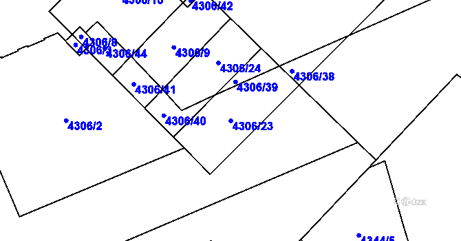 Parcela st. 4306/23 v KÚ Přerov, Katastrální mapa