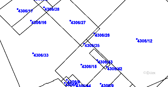 Parcela st. 4306/25 v KÚ Přerov, Katastrální mapa