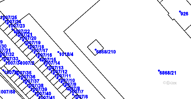 Parcela st. 6868/210 v KÚ Přerov, Katastrální mapa