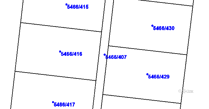Parcela st. 5466/407 v KÚ Přerov, Katastrální mapa
