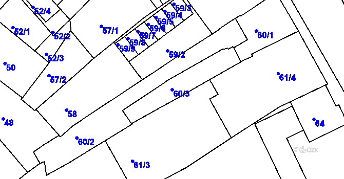 Parcela st. 60/3 v KÚ Přerov, Katastrální mapa