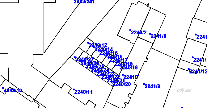 Parcela st. 2240/16 v KÚ Přerov, Katastrální mapa